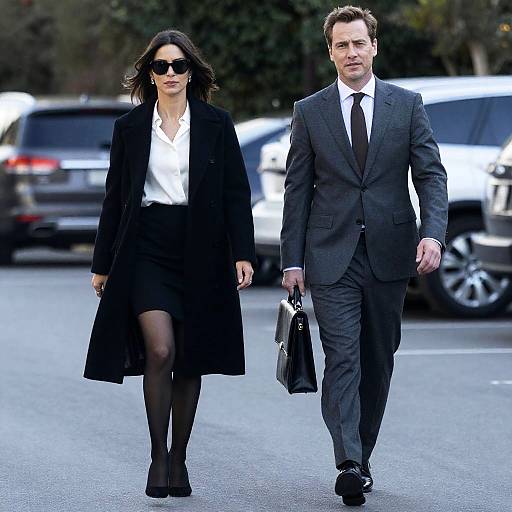 Stylish Couple Walking in Parking Lot