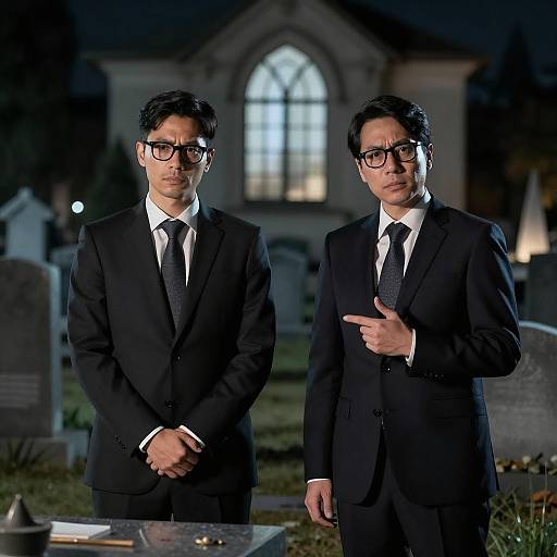 Nighttime Graveyard Portrait of Two Men