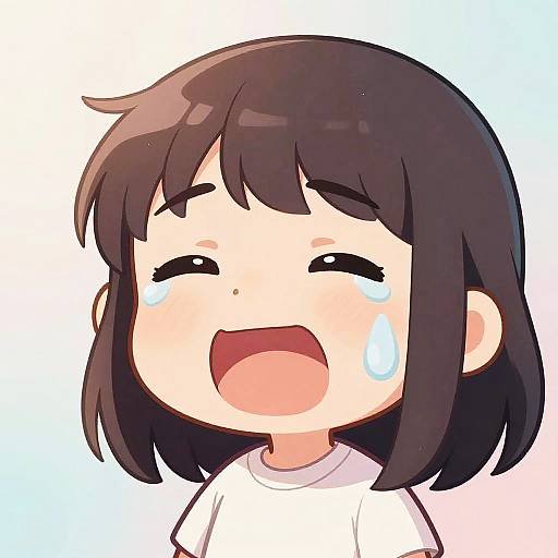 Smiling Crying Cartoon Girl