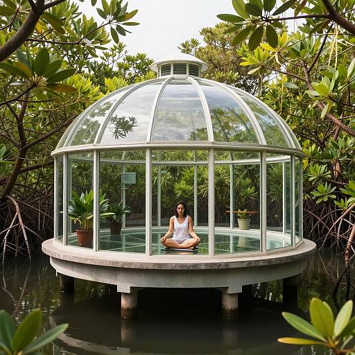 Bioluminescent Floating Botanical Conservatory Atrium