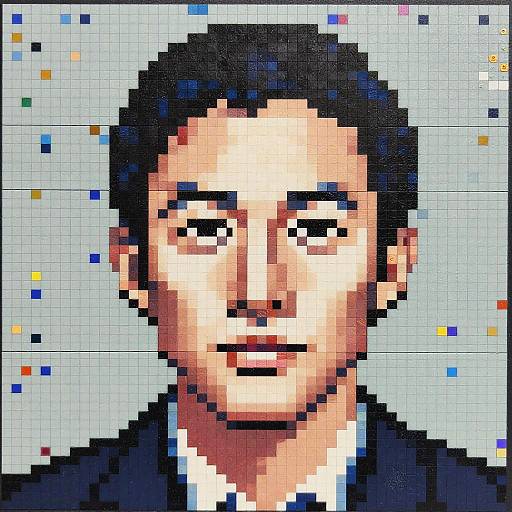 Pixelated Digital Mosaic Portrait