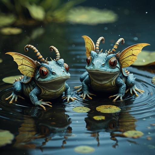 Whimsical Amphibians in Murky Waters Whimsical Amphibians in Murky Waters