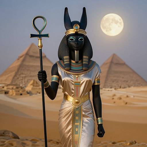Black Egyptian Goddess with Ankh Staff