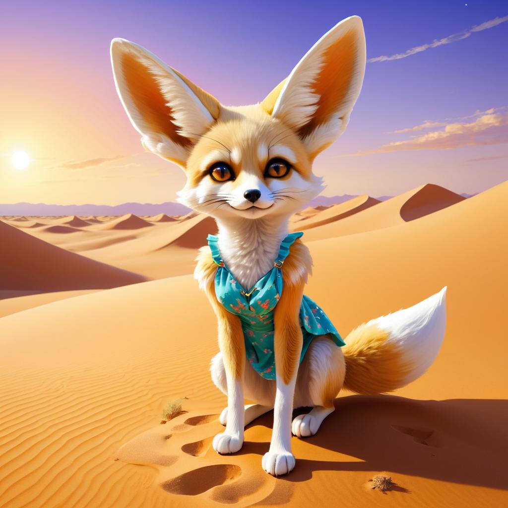 Vibrant Ecchi Fennec Fox in Desert