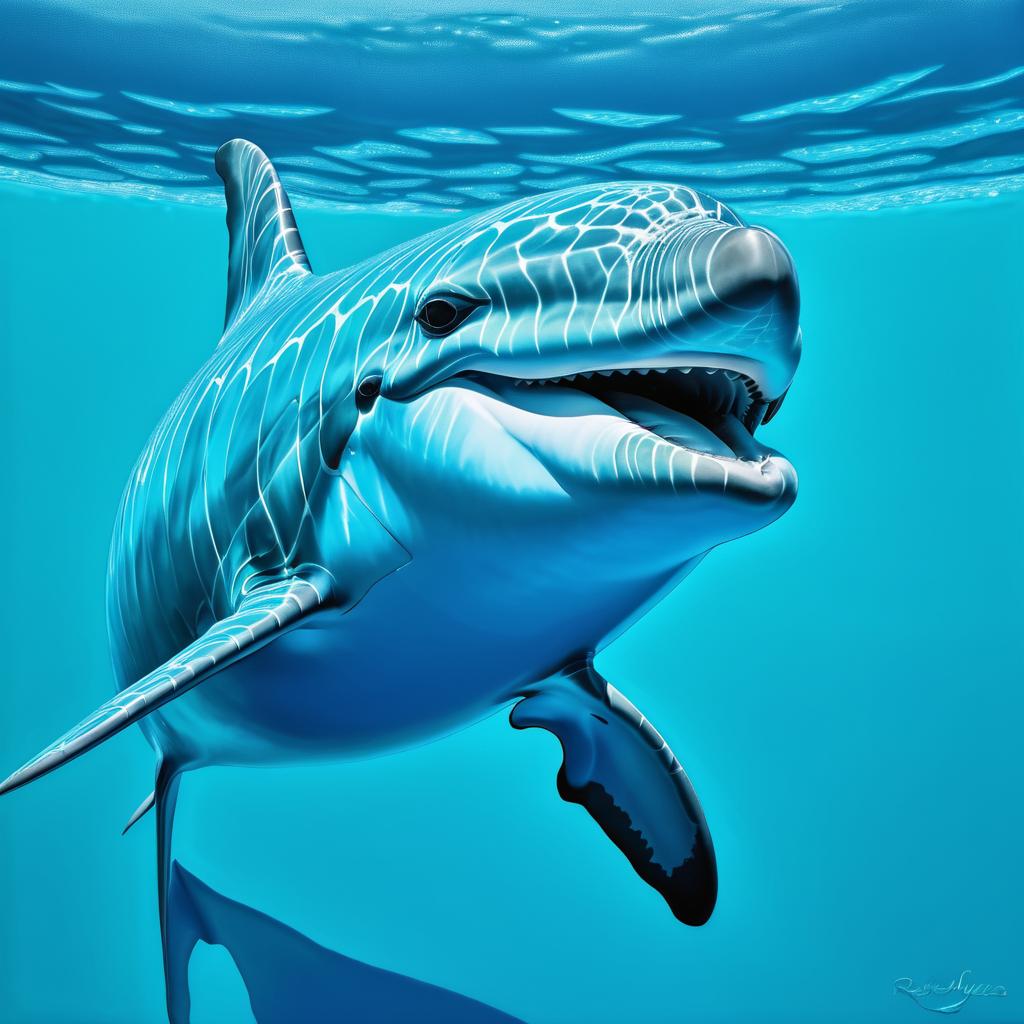 Vibrant Dolphin Portrait in Turquoise