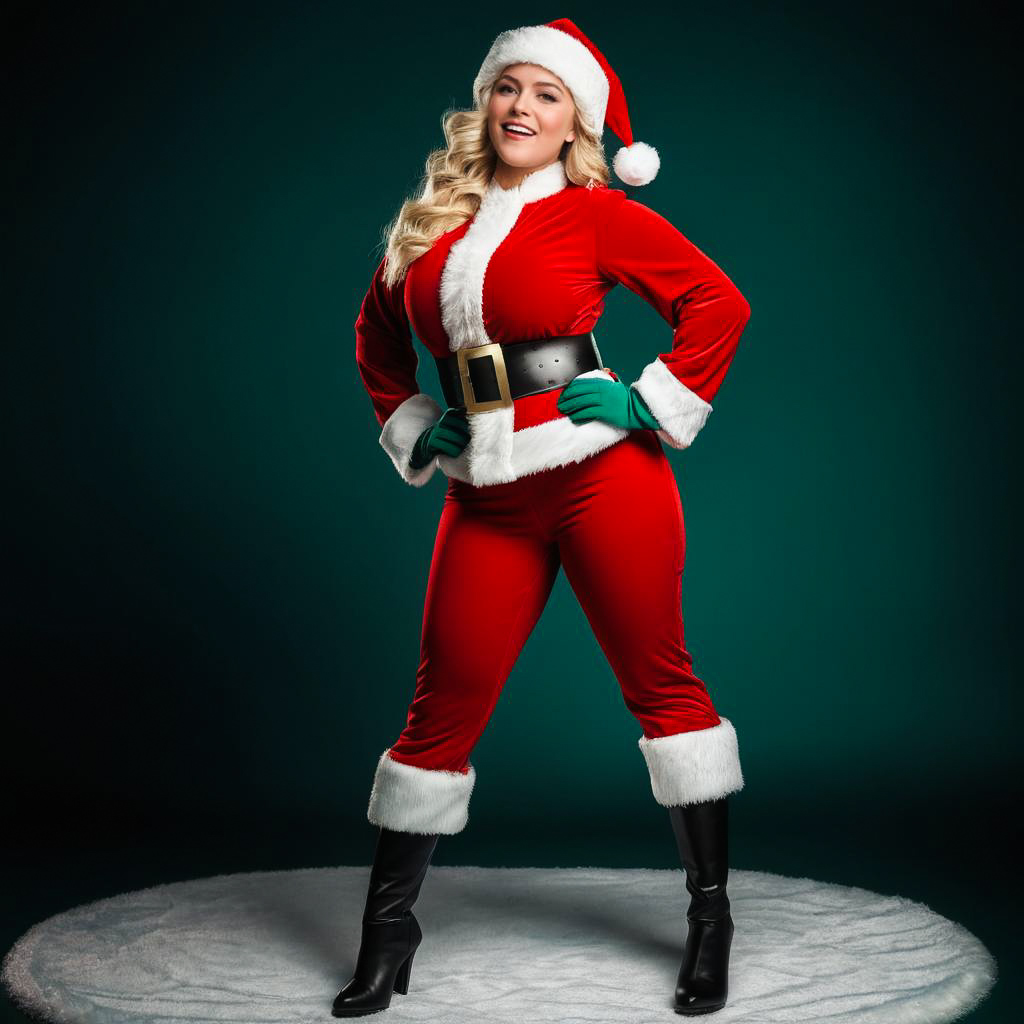 Excited Woman in Santa Claus Costume