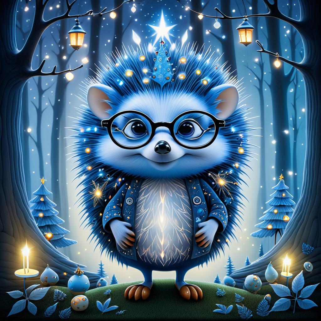 Charming Blue Hedgehog in Enchanted Forest