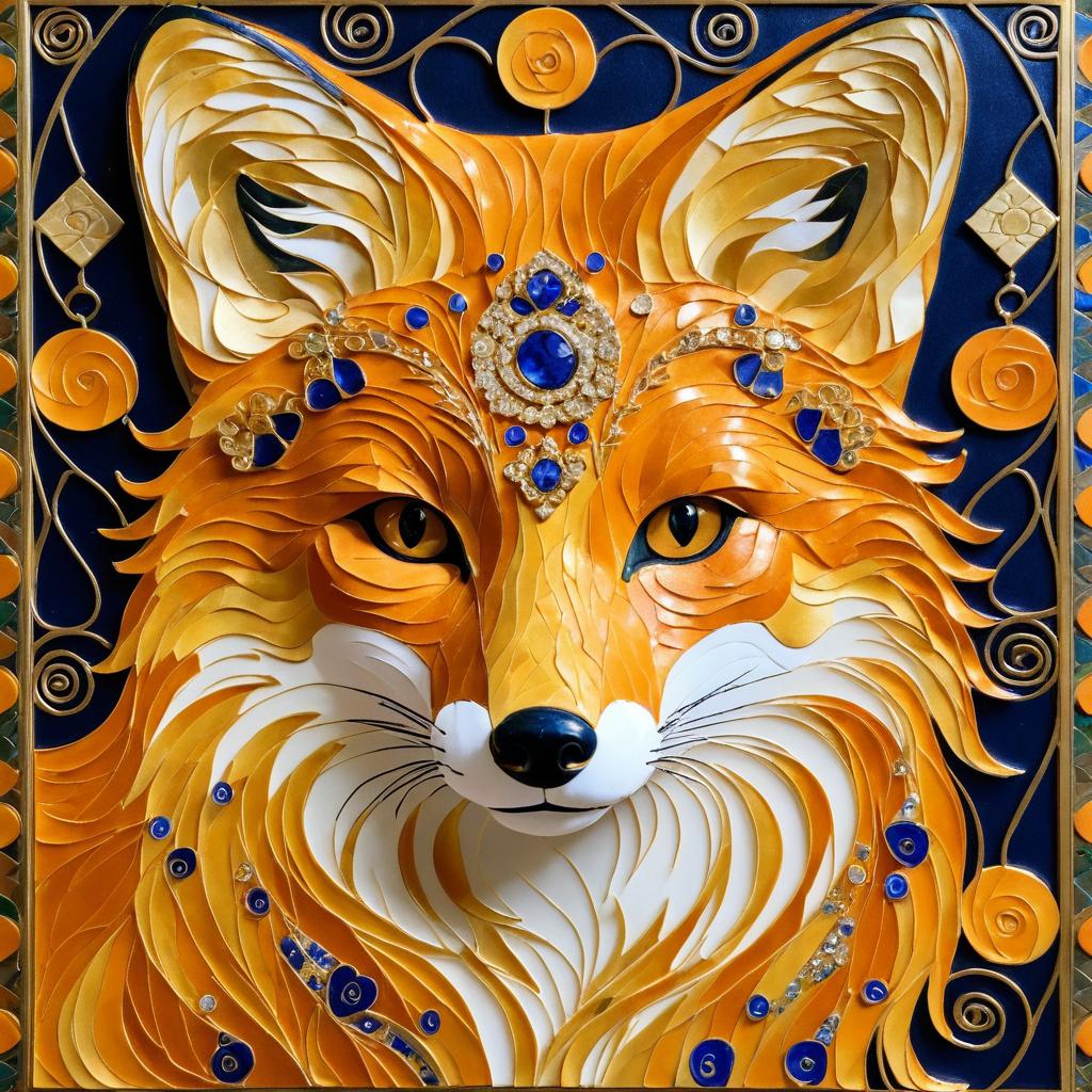 Intricate Realism: Fox Portrait by Klimt