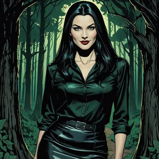Mysterious Female Vampire in Dark Forest