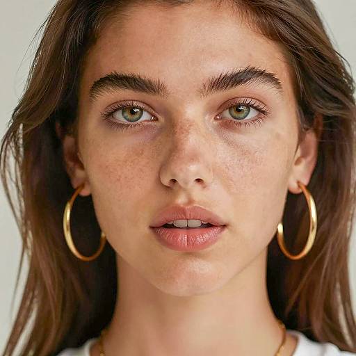 Close-up Portrait of Young Woman with Freckles