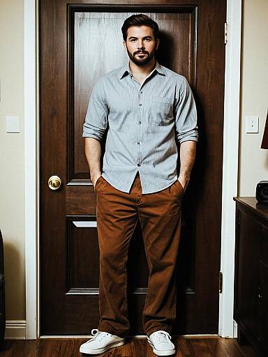 Man in Casual Lounge Wear Standing Indoors