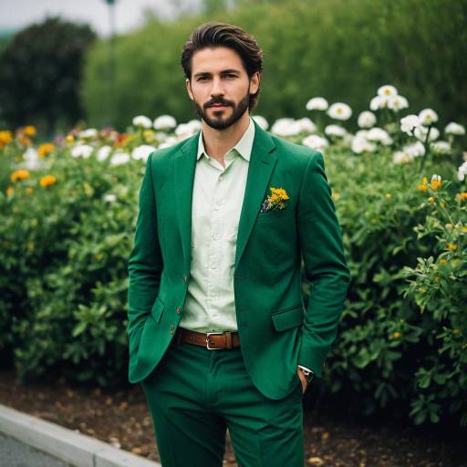Man in Green Suit Outdoors