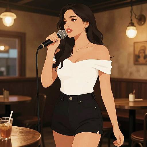 Pear-Shaped Woman Karaoke Night Style