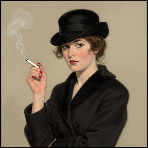 Vintage Woman with Cigarette Illustration