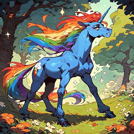 Majestic Unicorn with Rainbow Features