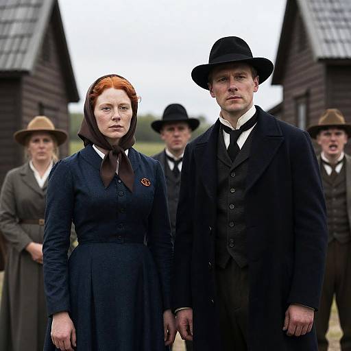 Historic Scene with Red-Haired Woman