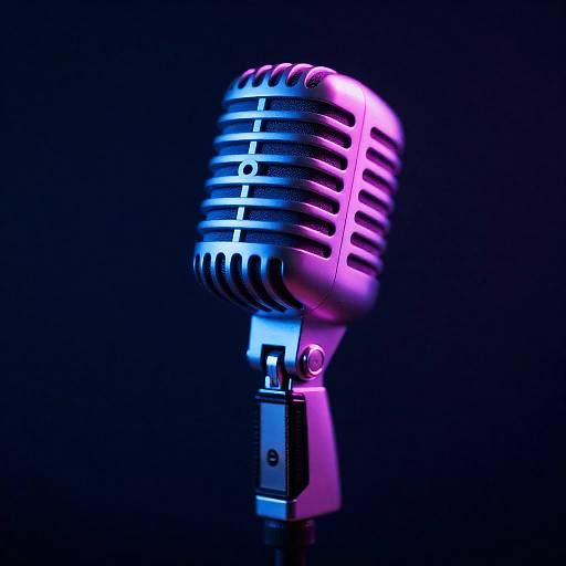 Vintage Microphone with Neon Lighting