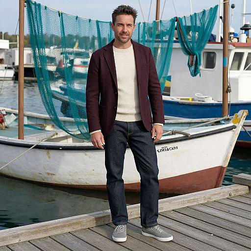 Stylish Man on Rustic Docks