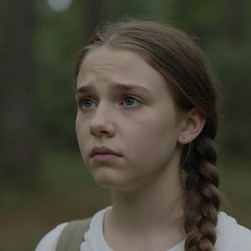 Close-Up of Young Girl in Forest