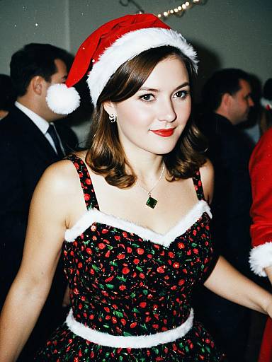 Candid Woman in Christmas Party Dress