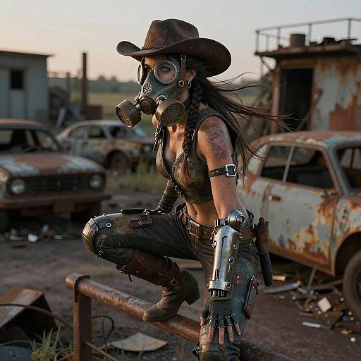 Post-Apocalyptic Woman in Gas Mask