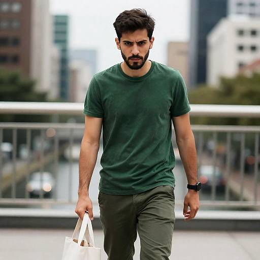 Intense Young Man in Urban Setting