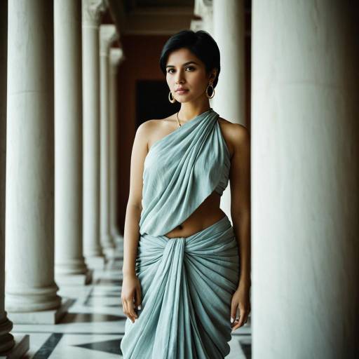 Elegant Woman in Dhoti Dress Artwork
