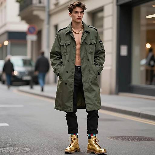 Stylish Gold Digger Costume in Urban Setting