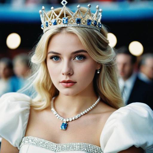 Blonde Woman with Crown and White Dress