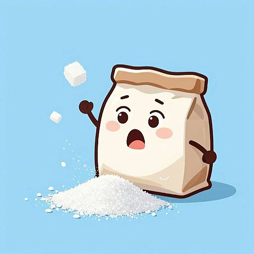 Playful Spilled Sugar Bag Cartoon
