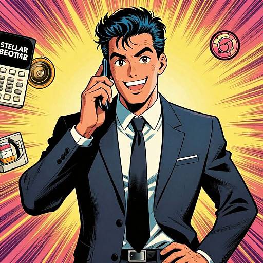 80s Comic Style Happy Realtor