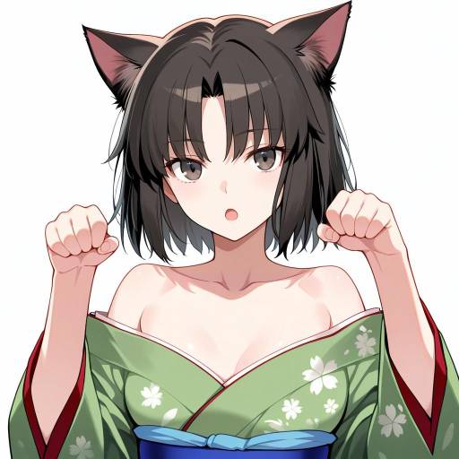 Elegant Ryougi Shiki in Japanese Kimono