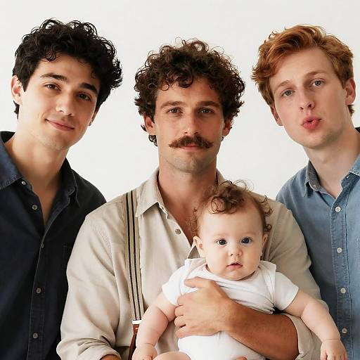 Family Portrait with Three Men and Baby