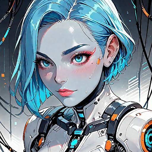 Serene Female Android in Cybernetic Setting