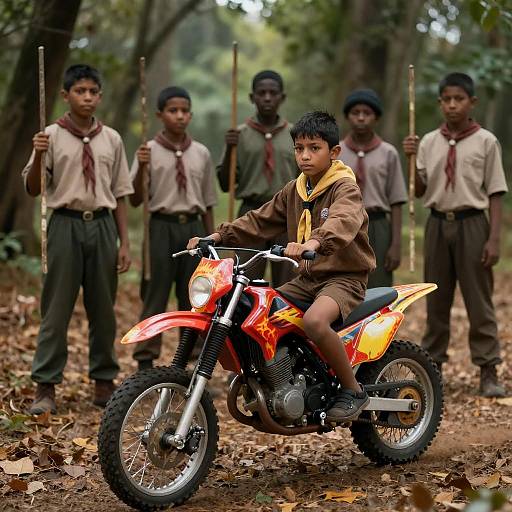 Adventurous Boys in a Leafy Forest