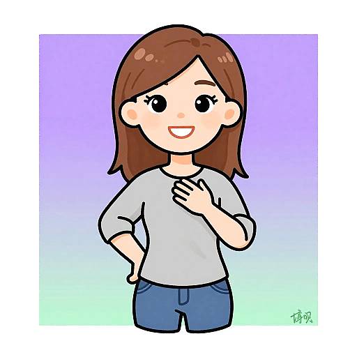 Colorful Cartoon Woman Standing Pose