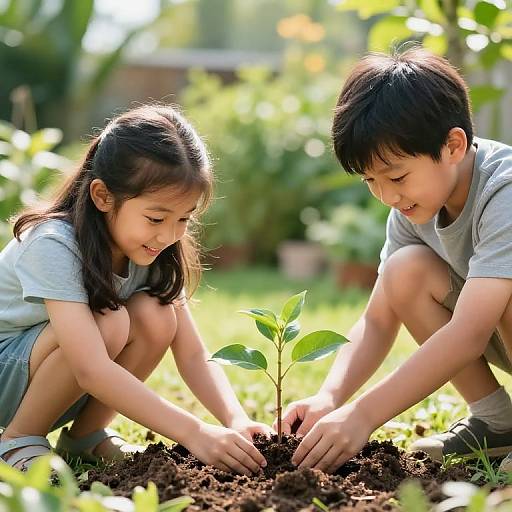Family Planting Tree for Growth