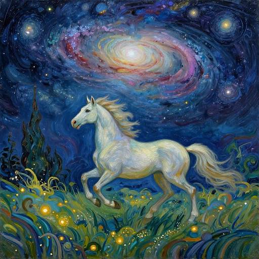 Mystical Creature Beneath Cosmic Night