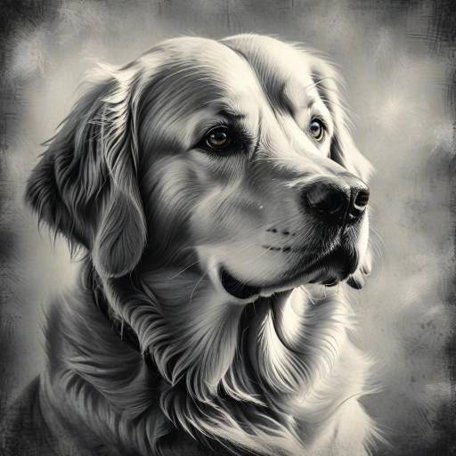 Majestic Golden Retriever Vintage Drawing