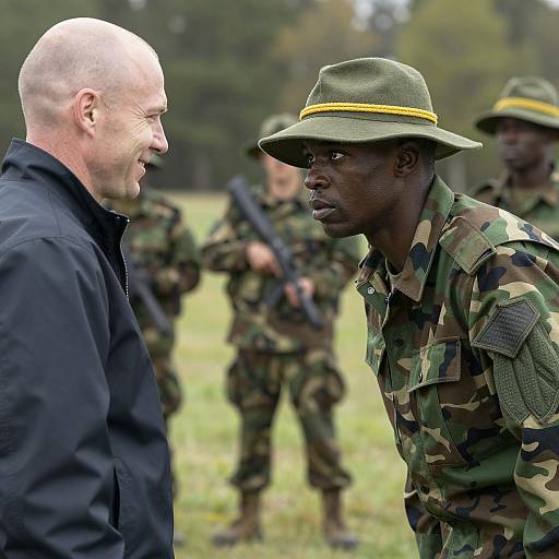 Two Soldiers in Outdoor Encounter