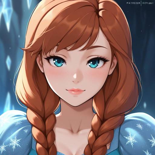Illustration of Anna (frozen), frozen (disney) in the style of Hioyami