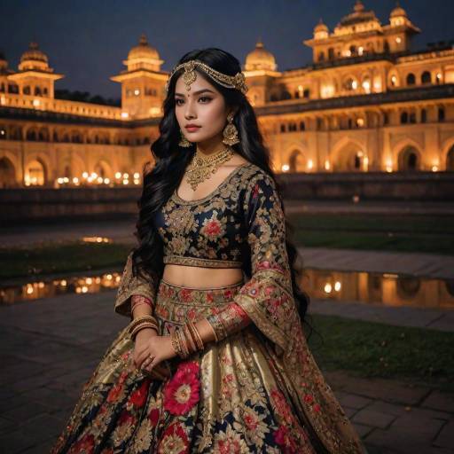 Indian Woman in Traditional Lehenga at Palace