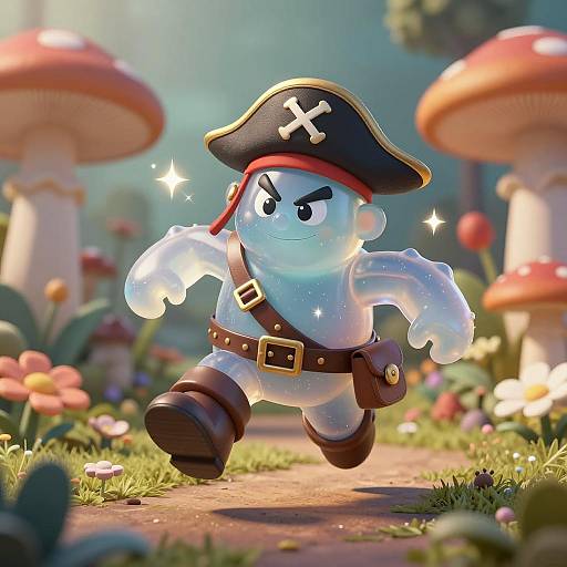 Whimsical Pilot Character in Miniature Garden