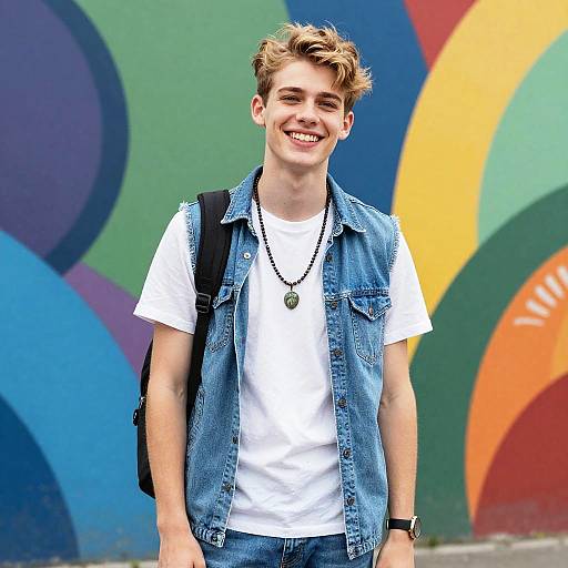 Youthful Boy with Urban Street Art