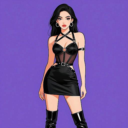 Edgy Elegant Woman in Satin Dress