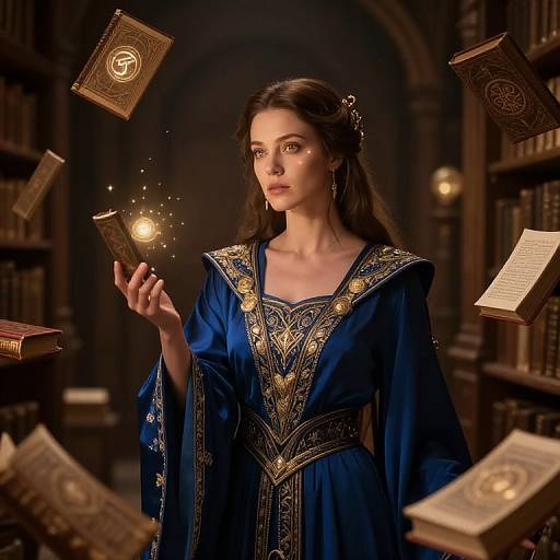 Lady Wizard in Enchanted Library