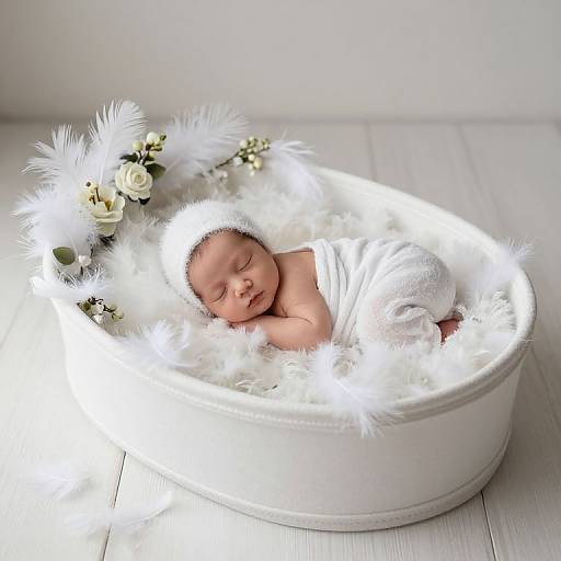 Cozy Newborn White Feather Cradle