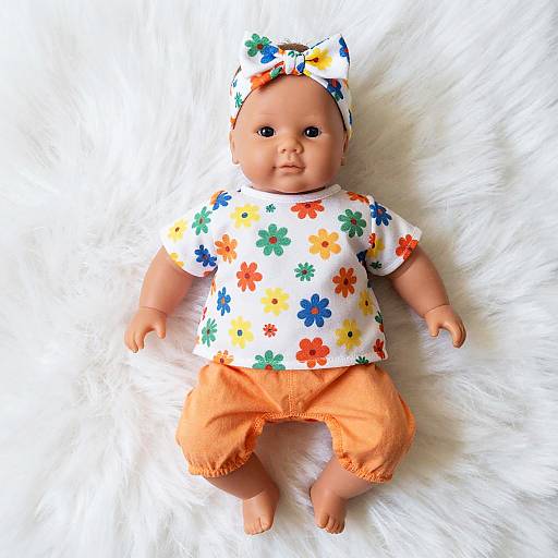 Floral Baby Doll on White Surface
