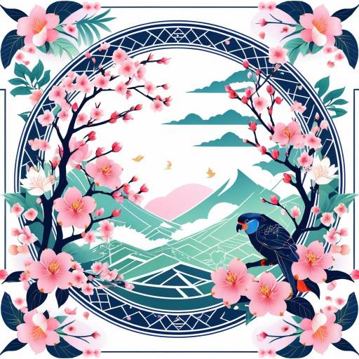 Romantic Geometric Japanese Tattoo Design