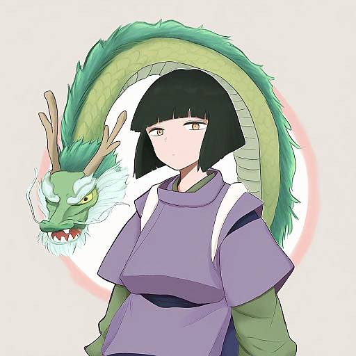 Illustration of Haku (sen to chihiro no kamikakushi), sen to chihiro no kamikakushi in the style of Shiming liangjing